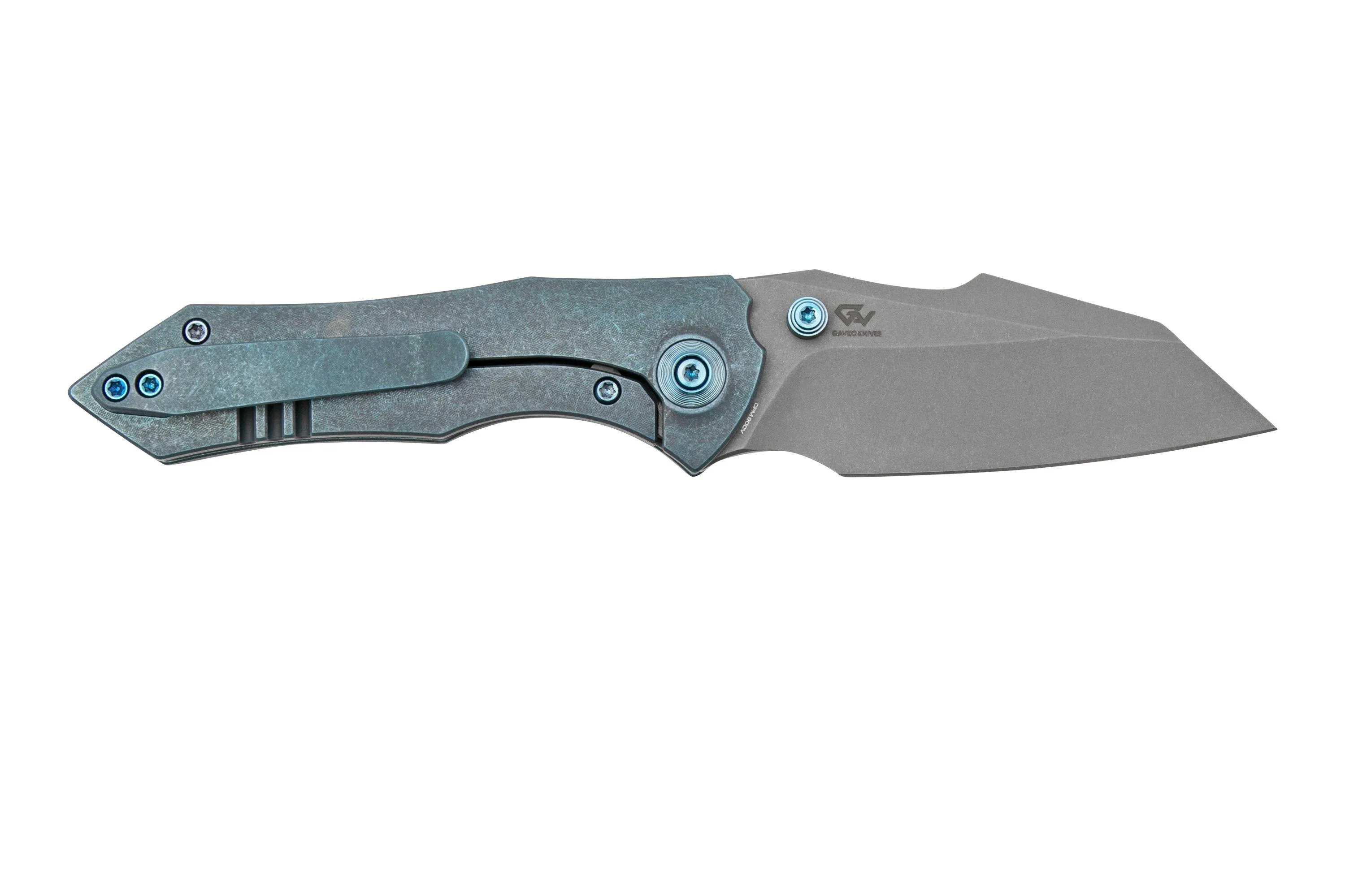 WE KNIFE HIGHFIN, WE220053, BLUE TITANIUM, GREY CPM20CV NAVAJA