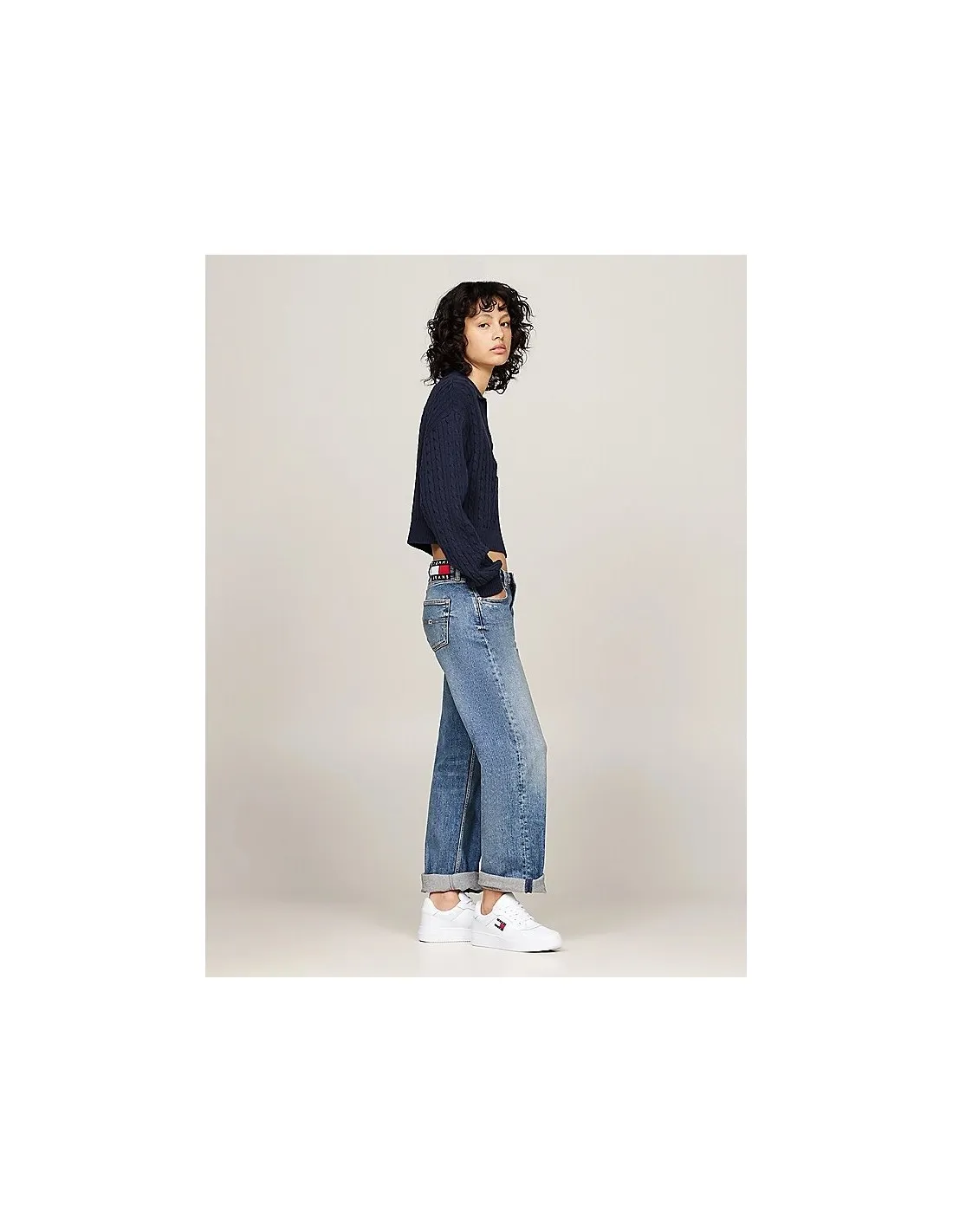 Zapatillas de piel finamente dentadas de Tommy Jeans