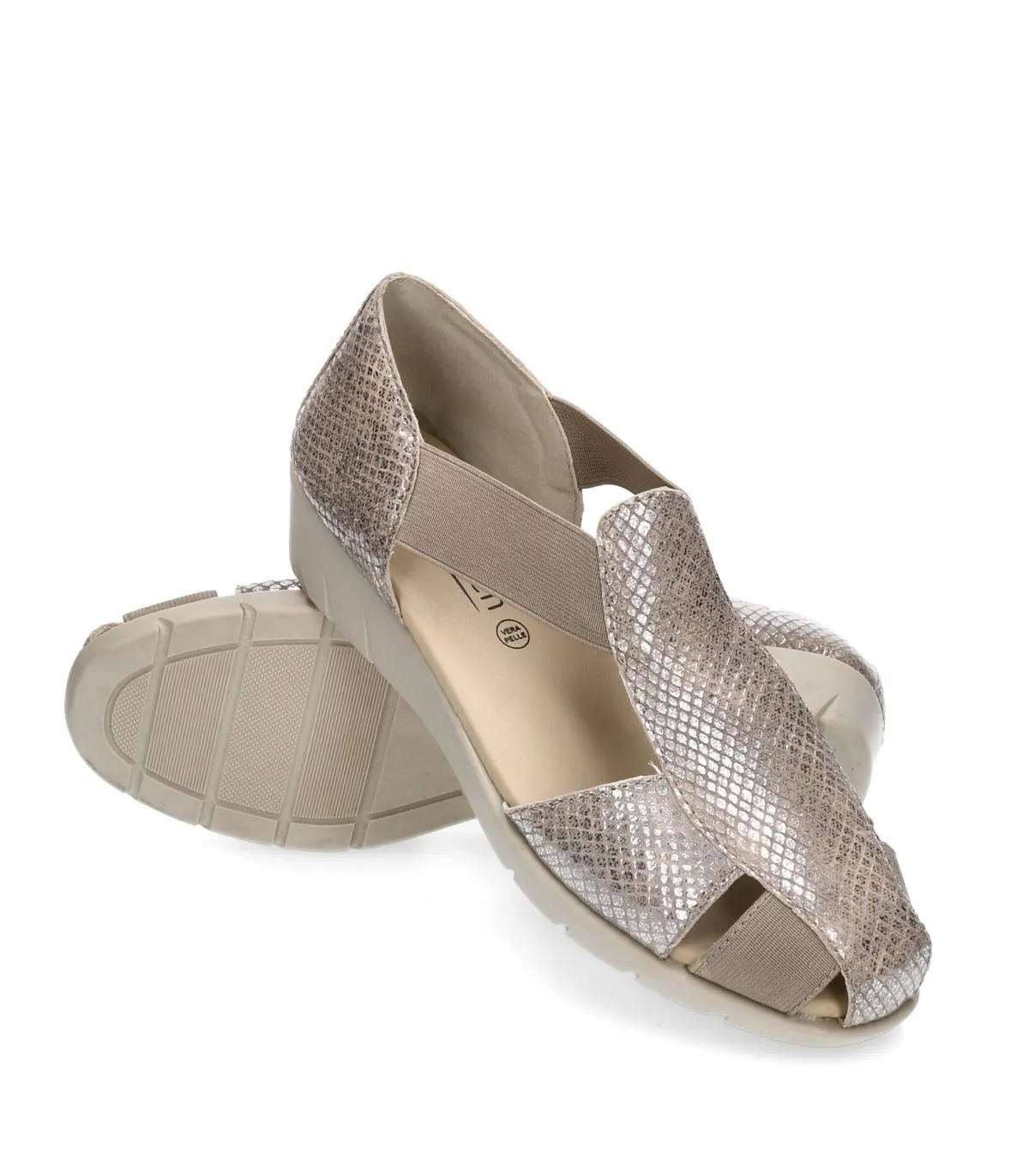 ZAPATOS ABIERTOS PIEL SERPIENTE PLATA ST GALLEN KEILA