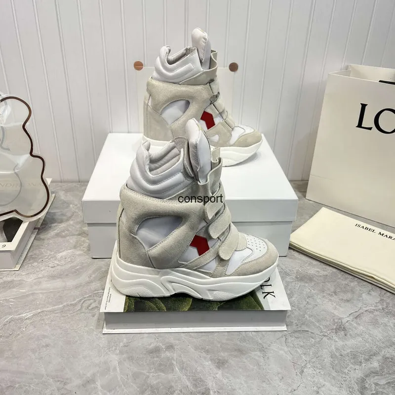 Zapatos de diseñador Isabel Bekett Zapatillas de gamuza de cuero Diseñador de París Zapatos de cuero Marant con aumento de altur