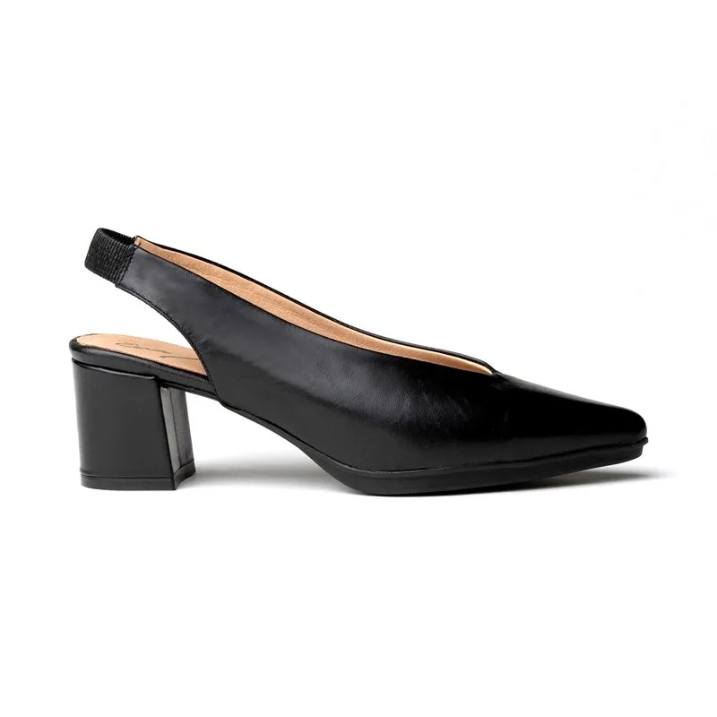 Zapatos De Salón Confort Mujer Piel Napa Tacón Medio Descubierto 1496 Negro, de Eva Mañas