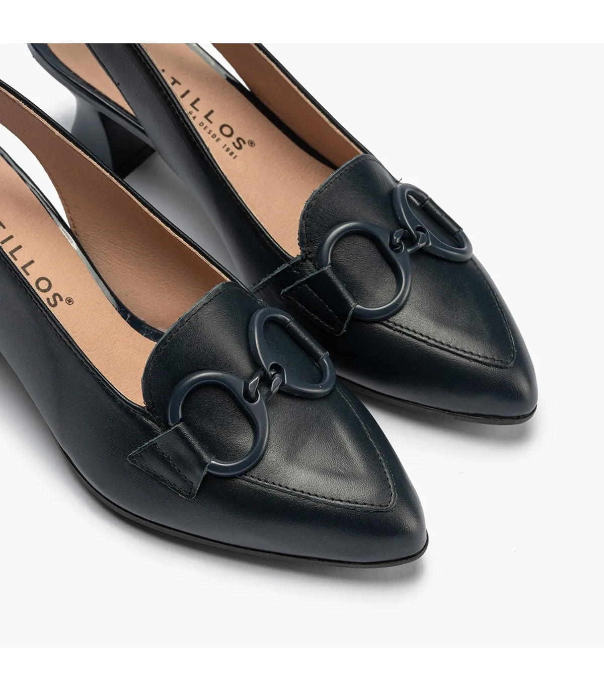 Zapatos de salón estilo mocasin de mujer destalonado con ad