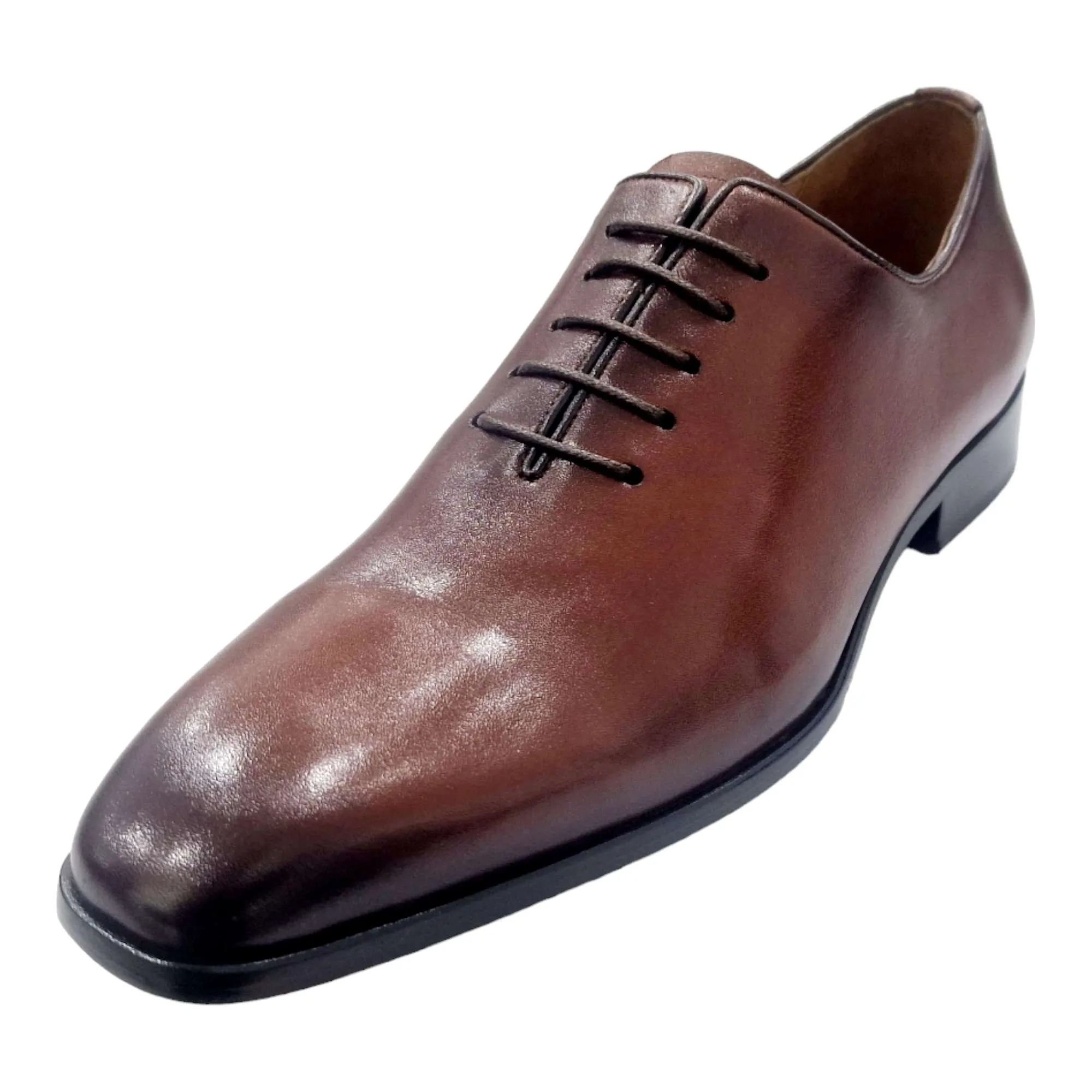 ZAPATOS DE VESTIR HOMBRE BLUCHER LISO SIN COSTURAS MARRÓN