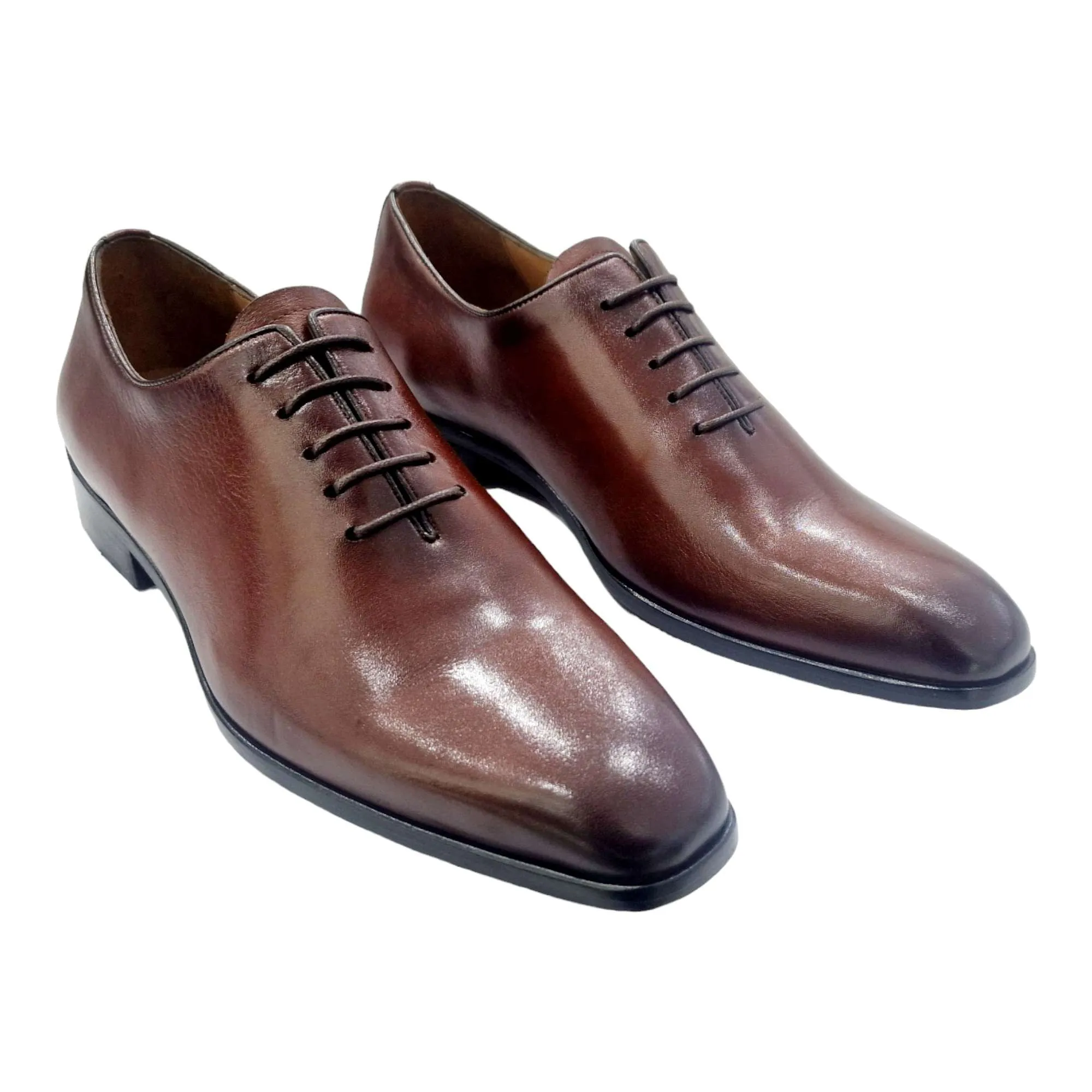 ZAPATOS DE VESTIR HOMBRE BLUCHER LISO SIN COSTURAS MARRÓN