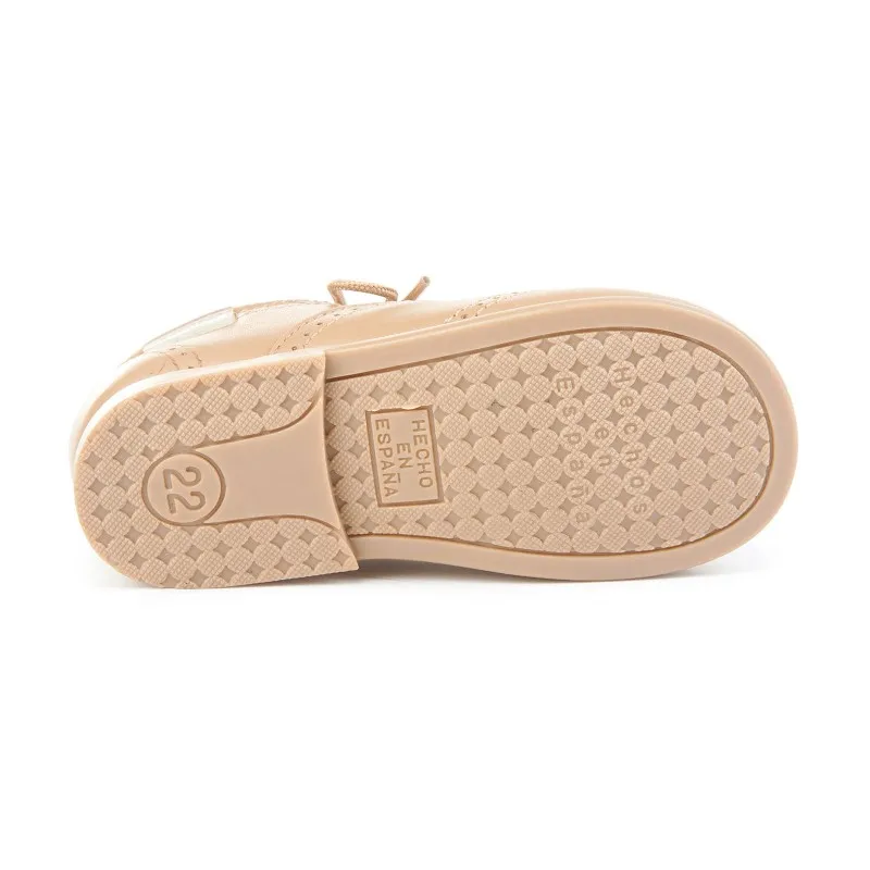Zapatos Inglesitos Colegiales Infantil Niño Niña Piel Cordones 505 Camel, de Angelitos
