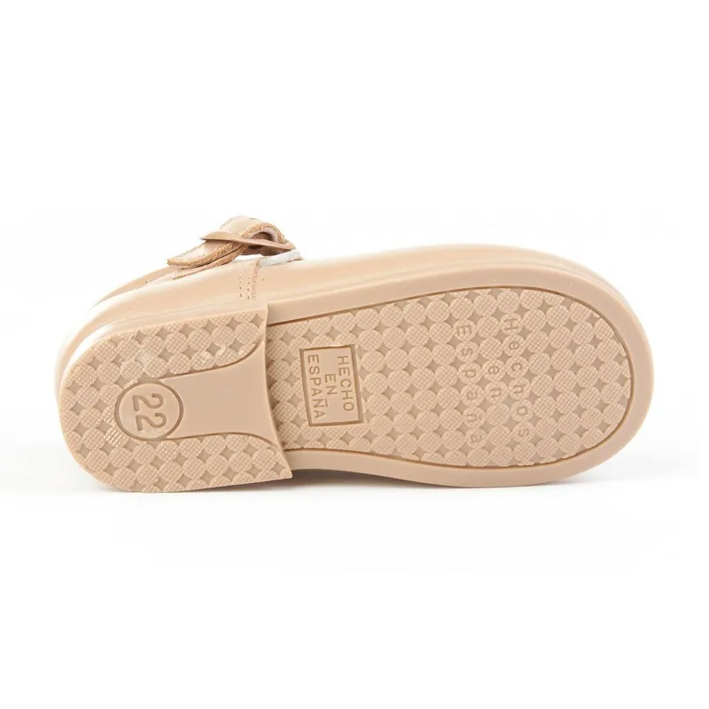 Zapatos Pepitos Colegiales Infantil Niño Niña Piel Hebilla 503 Camel, de Angelitos