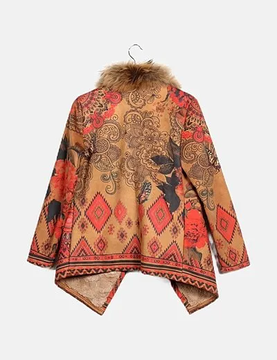 Zara Chaqueta ante estampado floral detalle pelo